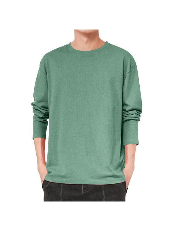 Mens Crewneck Sweatshirts Cotton Long Sleeve Pullover Tops Color Block Oversized Shirts Casual Daily Sweatshirt Today Sales Khaki,XL