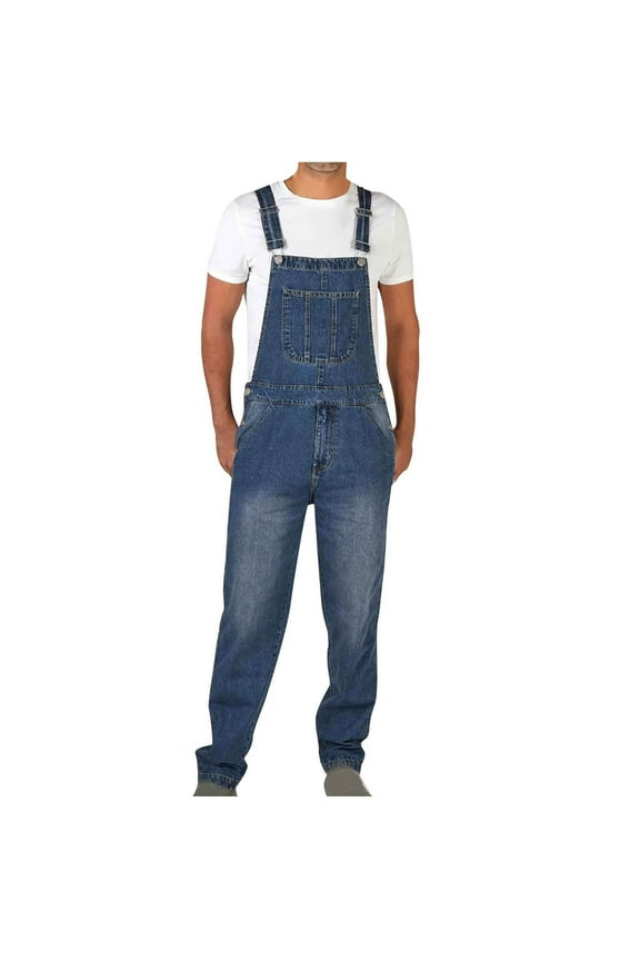 Mens Denim Bib Overalls, Men's Overall Flex Workwear With Adjustable Straps And Convenient Tool Pockets Light Blue,L