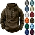 thumbnail image 1 of BXINGOHAI Mens Distressed Tactical Hoodies Sweatshirts Rotro Lace Up Hooded Pullover Outdoor Sports Long Sleeve Shirts Mint Green,L, 1 of 5