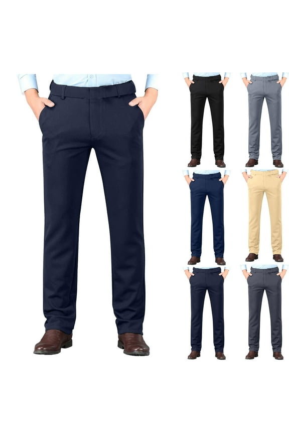 Mens Dress Pants Slim Fit Stretch Chino Pants for Men Dark Blue 34
