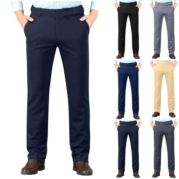 BXINGOHAI Mens Dress Pants Slim Fit Stretch Chino Pants for Men Khaki 29