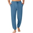 thumbnail image 1 of BXINGOHAI Mens Everyday Cotton Pant Pajama Bottoms Light Blue 3XL, 1 of 7
