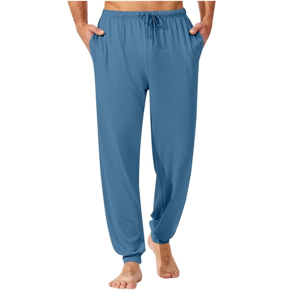 BXINGOHAI Mens Everyday Cotton Pant Pajama Bottoms Light Blue 3XL