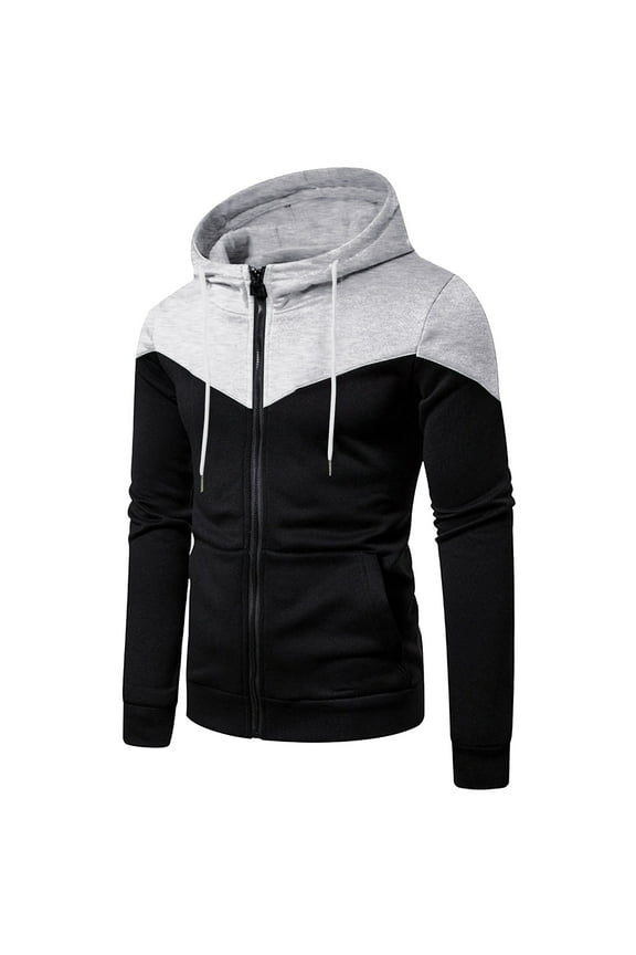 Men's Casual Hooded Sweatshirts Thin Fleece Long Sleeve Hoodies Sweatshirt Full Zip Pullover Tops 2024 Athletic Workout Shirts With Kangaroo Pocket Drawstring Today Sales Gray,XXL