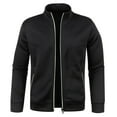 thumbnail image 1 of BXINGOHAI Mens Fleece Sweater Jacket Plus Size Stand Collar Jackets Full Zip Long Sleeved Coats With Zip Pockets Today Black,XXXXXL, 1 of 4