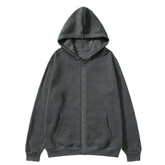 BXINGOHAI Mens Full Zip Casual Cotton Hooded Drawstring Hoodies Pullover Sweatshirts Casual Long Sleeve Shirts Dark Gray L