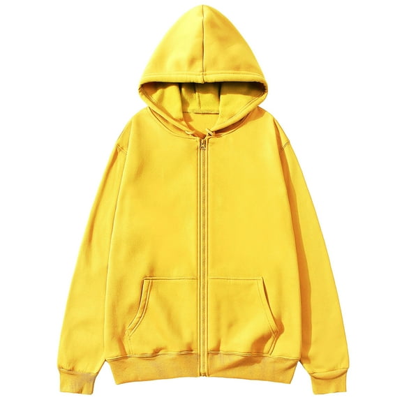 BXINGOHAI Mens Full Zip Casual Cotton Hooded Drawstring Hoodies Pullover Sweatshirts Casual Long Sleeve Shirts Yellow M
