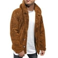 thumbnail image 1 of BXINGOHAI Mens Fuzzy Sherpa Athletic Hoodie Button Up Fleece Jacket Solid Long Sleeve Hooded Sweater Sports Coat Coffee,M, 1 of 5