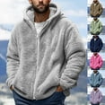 thumbnail image 1 of BXINGOHAI Mens Fuzzy Sherpa Jacket Hoodies Long Sleeve Fleece Zip Up Coat Fall Winter Warm Outwear Blue,L, 1 of 1