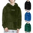 thumbnail image 1 of BXINGOHAI Mens Fuzzy Sherpa Pullover Hoodie Sweatshirts Long Sleeve Kangaroo Pocket Winter Fall Outwear Hooded Black L, 1 of 7