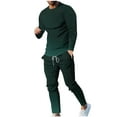 thumbnail image 1 of BXINGOHAI Mens Gradient 2 Pieces Sets Falol Winter T-Shirt Set Crewneck Long Sleeve Shirts Drawstring Pants Match Set Outdoor Casual Daily Outfits Today Army Green,XXXXXL, 1 of 6