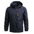 thumbnail image 1 of BXINGOHAI Mens Hooded Jacket With Zip Pockets Solid Long Sleeved Windbreaker Coats Big And Tall Jackts Sport Running Hiking Outwear Today Deals Navy,XXL, 1 of 5