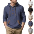 thumbnail image 1 of BXINGOHAI Mens Hoodie Pullover Long Sleeve Casual Henley Shirts Slim Fit Hooded Athletic Shirt with Drawstring White 2XL, 1 of 4