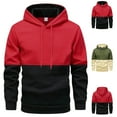 thumbnail image 1 of BXINGOHAI Mens Hoodies Pullover Sweatshirt Color Block Fleece Long Sleeve Patchwork Casual Hoodie with Pockets Green,3XL, 1 of 3