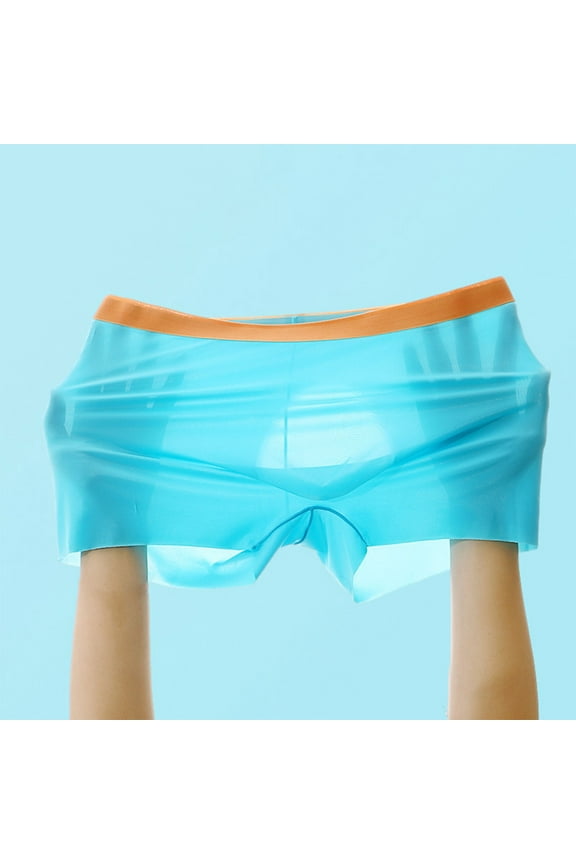 Mens Ice Silk Underwear with Bulge Pouch Breathable Cool Boxer Briefs Thin Stretch Boxers Today Sales Sky Blue,3XL