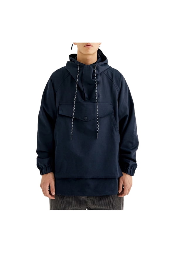 Mens Jackets With Hood Fashion Casual Long Sleeve Jackets 1/4 Zip Jackets Fall Outdoor Coats Today Sales Navy,L