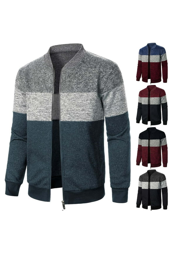 Mens Knit Sweater, Full Zip Fleece Cardigan Sweaters Casual Fit Knit Hooded Men Sweater Jacket Sale Gray,2XL