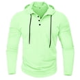 thumbnail image 1 of BXINGOHAI Mens Lightweight Hooded Sweatshirts Drawstring Button Hoodie Shirts Slim Fit Long Sleeve Pullover Sweatshirt Outdoor Athletic Workout Tops Clearance Sale Green,XXL, 1 of 4