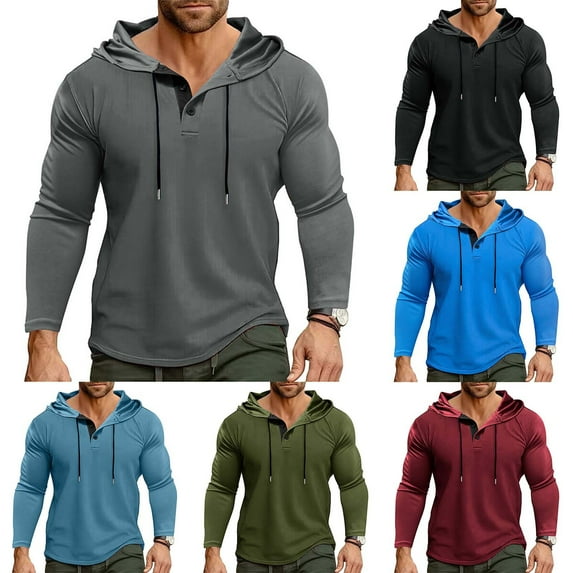 BXINGOHAI Mens Lightweight Hoodies Pullover Long Sleeve Casual Workout Athletic Shirt Hooded Sweatshirts Black S