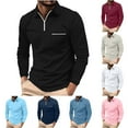 thumbnail image 1 of BXINGOHAI Mens Long Sleeve Shirt Classic 1/4 Zip Basic Solid Color Collared Golf Shirt Fashion Casual Shirts Wine 2XL, 1 of 7