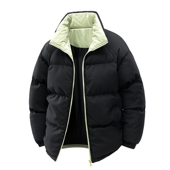 BXINGOHAI Mens Mid-Length Hooded Puffer Coat Black L