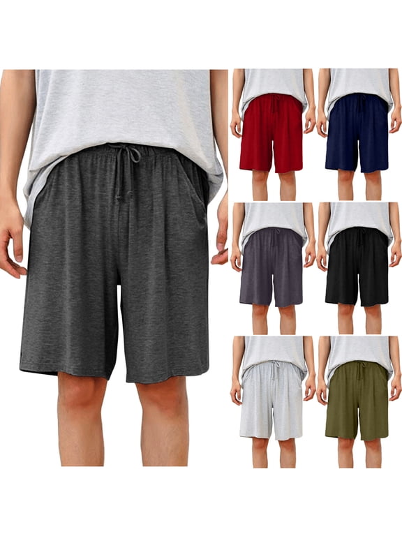 Mens Pajama Shorts, Sleep Shorts Men Pajama Bottoms Lounge PJ Shorts with Pockets Army Green,4XL