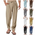 thumbnail image 1 of BXINGOHAI Mens Pants Casual Elastic Waist Drawstring Beach Pant Lightweight Loose Fit Trousers Summer Long Pants Blue XL, 1 of 7
