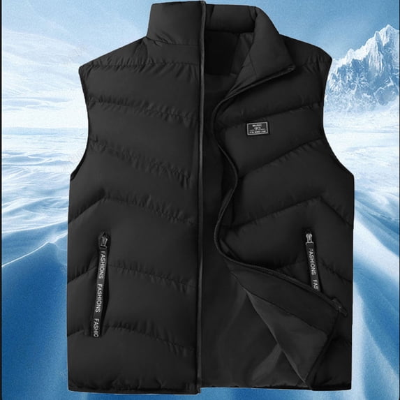 BXINGOHAI Mens Puffer Vest Down Packable Outerwear Zip Up Pockets Warm Versatile Layer Black XS