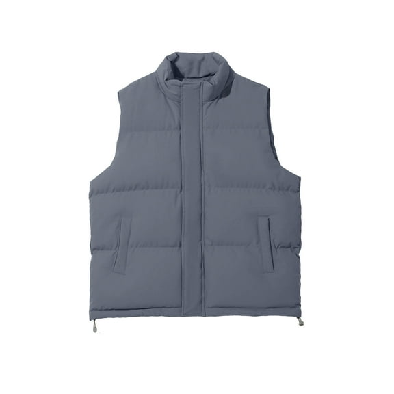 BXINGOHAI Mens Puffer Vest - Full Zip Midweight Thick Insulated Sleeveless Jacket for Men - Outdoor Quilted Puffer Winter Vest Dark Gray 2XL