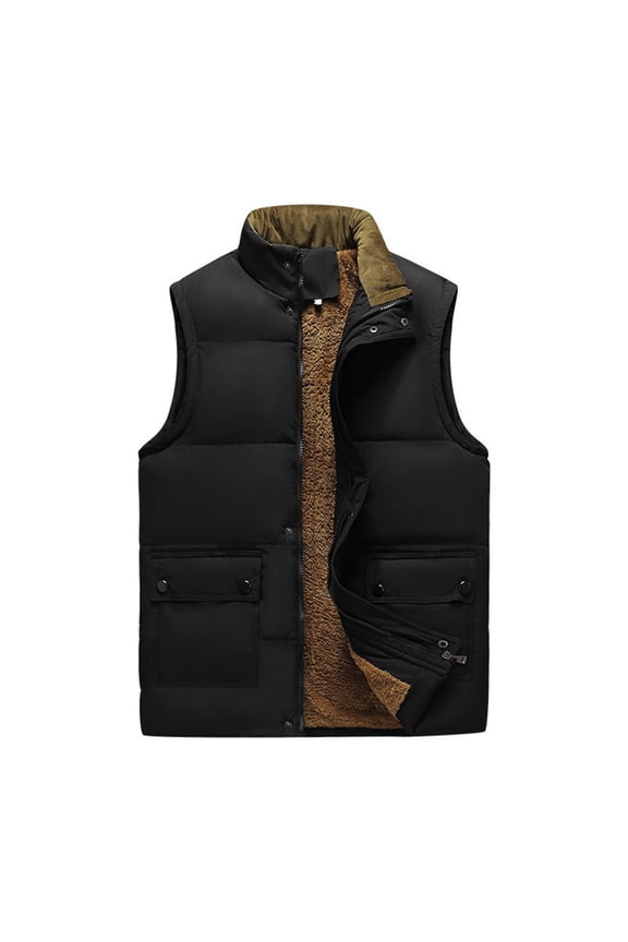 Mens Puffer Vest Quilted Outerwear Winter Warm Down Puffy Vests Lightweight Casual Padded Jacket Black M