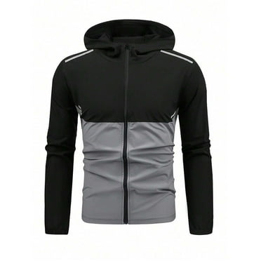 BXINGOHAI Mens Quick-Dry Jackets With Pockets Lightweight Hoodies Jacket Zip Up Shirts Spring Fall Running Athletic Jackets Fall Savings Black,M