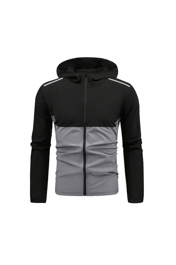 Mens Quick-Dry Jackets With Pockets Lightweight Hoodies Jacket Zip Up Shirts Spring Fall Running Athletic Jackets Black,M