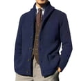 thumbnail image 1 of BXINGOHAI Mens Shawl Neck Cardigan Sweater Cable Knit Button Up Closure with Pockets Winter Sweaters Outerwear Navy XL, 1 of 6
