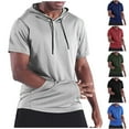 thumbnail image 1 of BXINGOHAI Mens Short Sleeve Hoodies T-Shirts Fashion Sweatshirts Athletic Solid Lightweight Pullover Red,3XL, 1 of 6