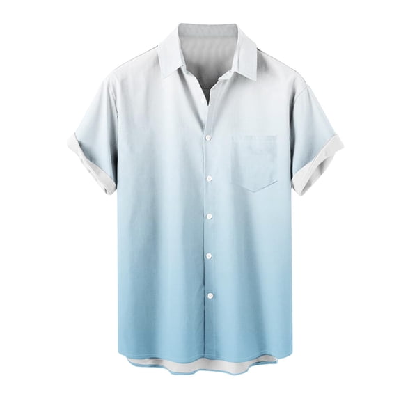 BXINGOHAI Mens Short Sleeve Shirt Casual Summer Beach Button Down Shirts Button Down Hawaiian Shirts Tops Summer Holiday Beach Shirt Sky Blue,2XL