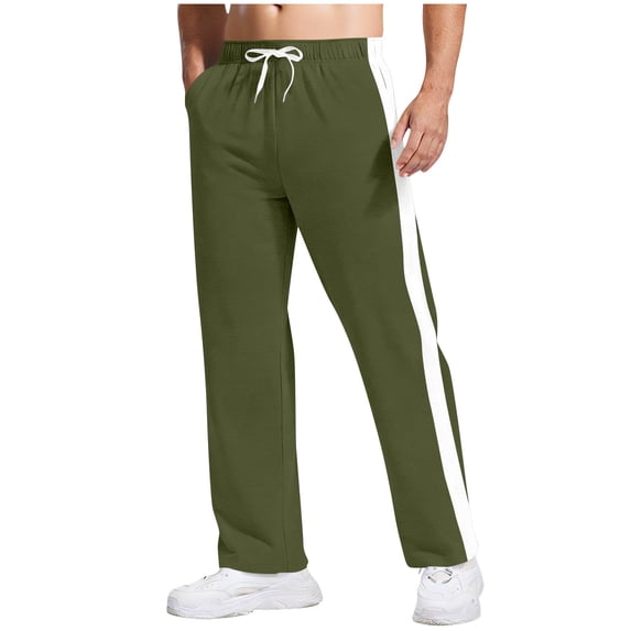 BXINGOHAI Mens Side Striped Jogger Pants Drawstring Waist Athletic Sports Running Workout Sweatpants Army Green,3XL