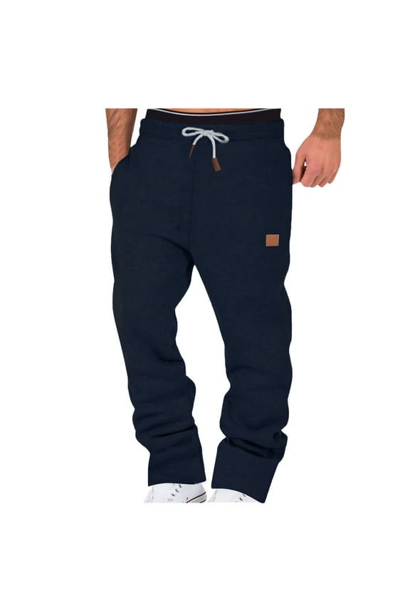 Mens Slim Fit Casual Sweatpants Breathable Elastic Waistband Jogger Pants With Pockets Athletic Pants Running 2024 Fall Winter Basic Solid Pants Today Sales Navy,XXXXL
