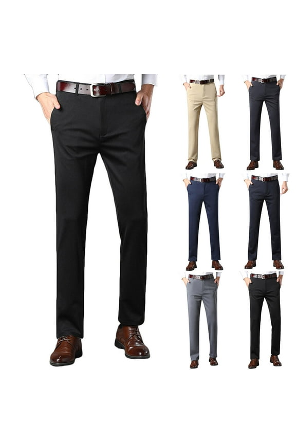 Mens Slim Fit Dress Pants Flat Front Tapered Dress Pants Stretch Suit Pants for Men Gray 3XL