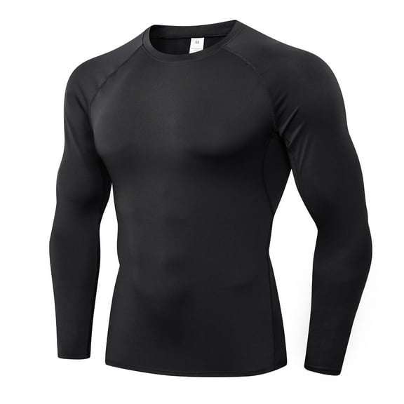 BXINGOHAI Mens Sport Sweatshirt Quick Dry Pullover Shirts Crewneck Fitness Long Sleeve Tops Lightweight Basic Solid Crewneck Sweatshirts For Workout Today Black,S