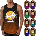 thumbnail image 1 of BXINGOHAI Mens Summer Beach Tank Top Tropical Hawaiian Palm Tree Print Sleeveless Shirts Muscle Tee Vacation Shirts Purple,S, 1 of 5