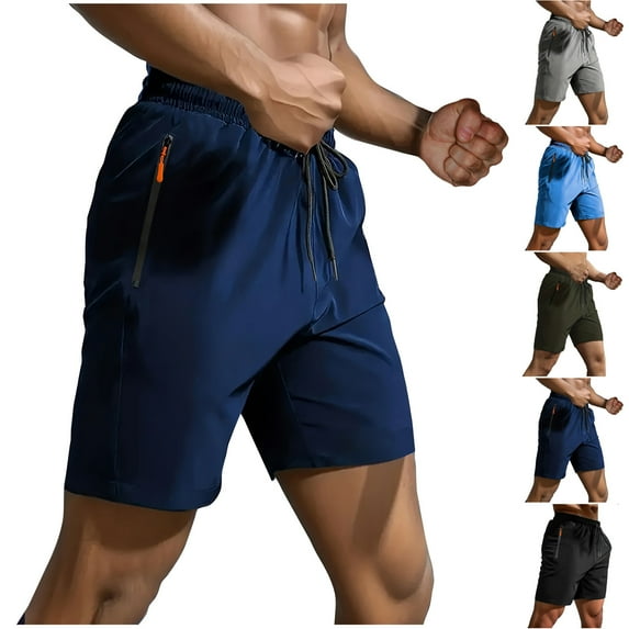 BXINGOHAI Mens Sweat Shorts Athletic Casual Jogger Shorts with Zipper Pockets Navy,2XL