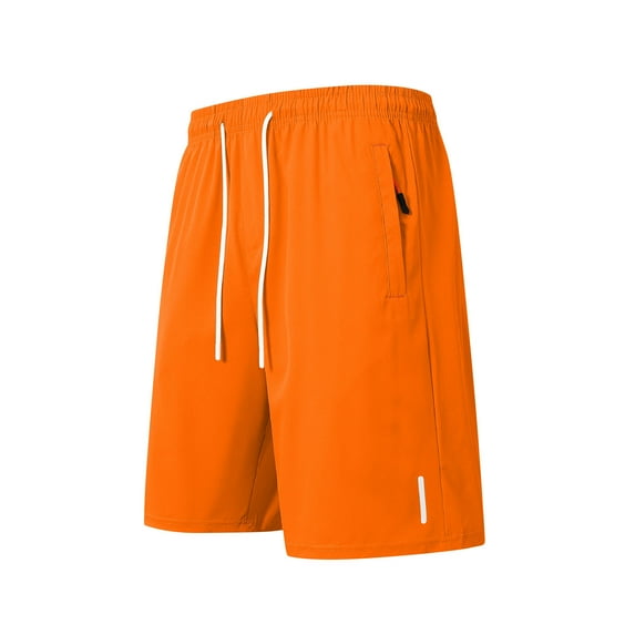 BXINGOHAI Mens Sweat Shorts Athletic Casual Jogger Shorts with Zipper Pockets Orange,XS