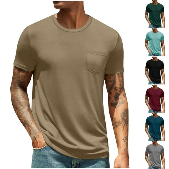 BXINGOHAI Mens T-Shirts Cotton Plain Summer Tshirt Crewneck Short Sleeve Casual Tee Shirt for Men Fall Savings Black,L