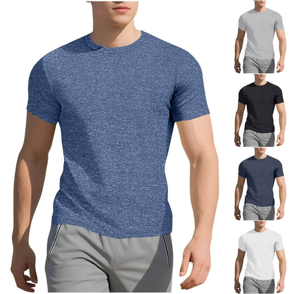 BXINGOHAI Mens T-Shirts Crew Neck Basic Tees，Soft Fit Short Sleeve Stretch T-Shirts Basic Lightweight Gym Tops for Athletic Navy,3XL