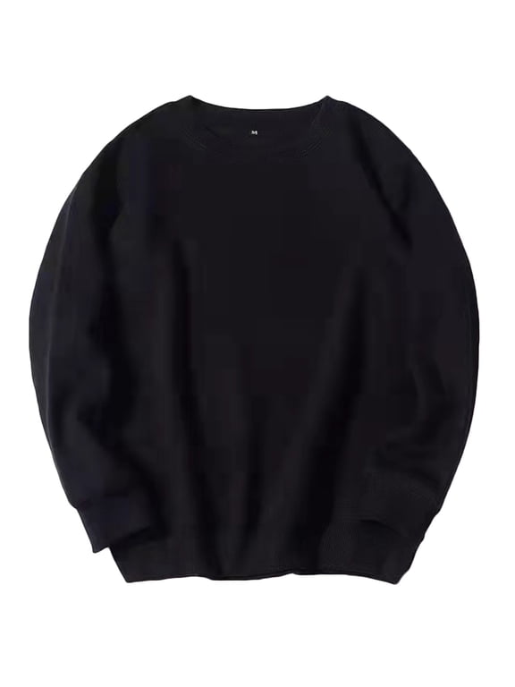 Mens Thin Fleece Shirts Casual Long Sleeves T-Shirts Fall Winter Crewneck Basic Shirt Loose Fit Pullover Tops Outdoor Daily Clothes Today Black,XXXL