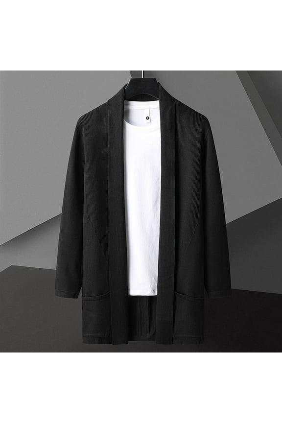 Mens Trench Coat Slim Fit Single Breasted Long Windbreaker Jacket Classic Lapel Casual Overcoat Black XL