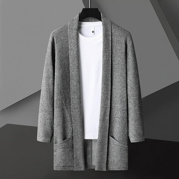 BXINGOHAI Mens Trench Coat Slim Fit Single Breasted Long Windbreaker Jacket Classic Lapel Casual Overcoat Dark Gray XL