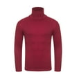 thumbnail image 1 of BXINGOHAI Mens Turtleneck Shirts Fall Winter Slim Fit Long Sleeve Shirts Basic Elastic Bottoming Shirt Casual Solid Pullover Tops Wine,XL, 1 of 5