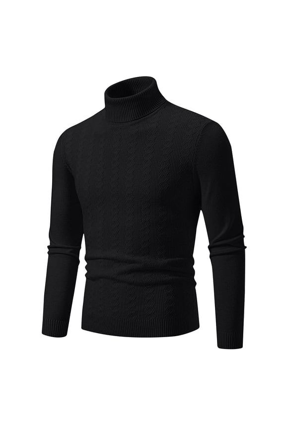 Mens Turtleneck Sweater Slim Fit Turtle Neck Sweater for Men Long Sleeve Pullover Sweater Thermal Sweater Today Sales Black,XL