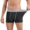 thumbnail image 1 of BXINGOHAI Mens Underwear Wicking-Moisture Cotton From Bamboo Boxer Briefs With Support Pouch Fly Today Sales Black,L, 1 of 6